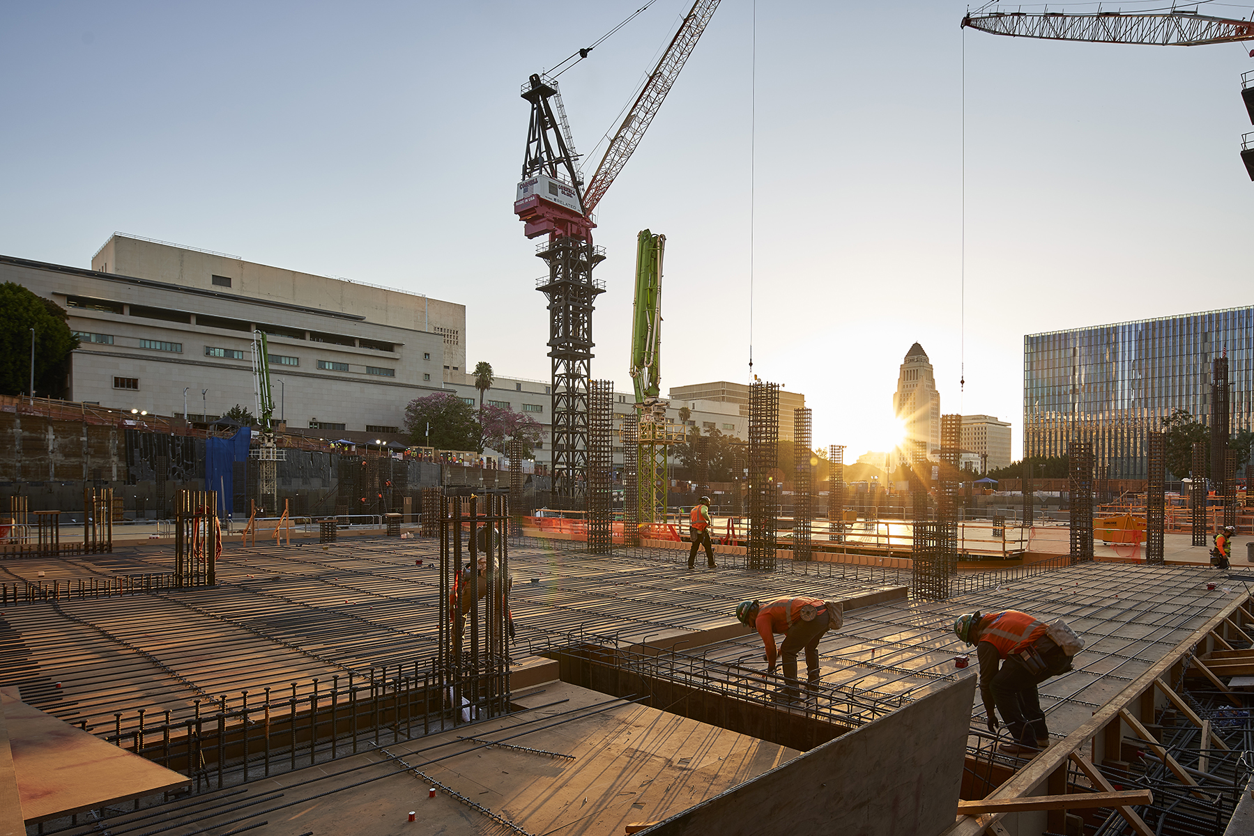 Construction Team Working on Development of The Grand